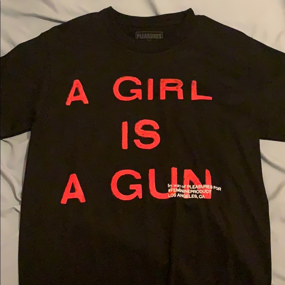 a girl is a gun - pleasures t shirt